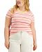 Style & Co Plus Size Ribbed Striped T-Shirt, Created for Macy's