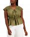 Inc International Concepts Plus Size Cotton Ruched-Seam V-Neck Top, Created for Macy's
