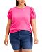 Style & Co Plus Size Cotton Puff-Sleeve Top, Created for Macy's