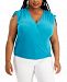 Inc International Concepts Plus Size Ruched-Shoulder Top, Created for Macy's