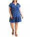 Style & Co Plus Size Printed Flutter-Sleeve Dress, Created for Macy's