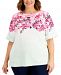 Karen Scott Plus Size Elbow-Sleeve Floral-Print Top, Created for Macy's