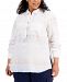 Inc International Concepts Plus Size Linen Frayed-Hem Popover Shirt, Created for Macy's