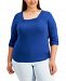 Style & Co Plus Size 3/4-Sleeve Square-Neck Top, Created for Macy's