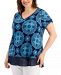 Jm Collection Plus Size Ariana Contrast-Trim Top, Created for Macy's