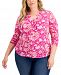 Inc International Concepts Plus Size Printed Long-Sleeve Top, Created for Macy's