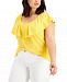 Style & Co Plus Size Textured Ruffle-Neck Top, Created for Macy's