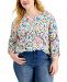 Style & Co Plus Size Cotton Floral-Print Top, Created for Macy's