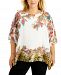 Jm Collection Plus Size Printed Keyhole-Cutout Top, Created for Macy's