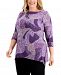 Jm Collection Plus Size Printed Jacquard Curved-Hem Top, Created for Macy's
