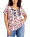 Style & Co Plus Size Floral-Print Embroidered Top, Created for Macy's