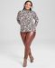 Charter Club Plus Size Cheetah-Print Cashmere Sweater, Created for Macy's