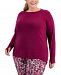 Ideology Plus Size Long-Sleeve Top, Created for Macy's
