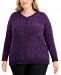 Karen Scott Plus Size Chenille Cable-Knit Sweater, Created for Macy's