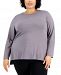 Alfani Plus Size Solid Long-Sleeve Crewneck Top, Created for Macy's