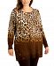 Jm Collection Plus Size Stud-Trim Animal-Print Tunic Top, Created for Macy's