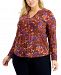 Inc International Concepts Plus Size Printed Zip-Pocket Blouse, Created for Macy's