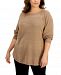 Karen Scott Plus Size Ribbed Cotton Sweater, Created for Macy's