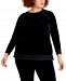 Anne Klein Plus Size Button-Trim Velour Sweater