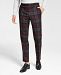 Bar Iii Men's Slim-Fit Burgundy Plaid Suit Pants, Created for Macy's