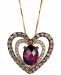 Le Vian Raspberry Rhodolite Garnet (1 ct. t. w. ) and Diamond (5/8 ct. t. w. ) Heart Pendant Necklace in 14k Gold