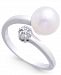 Cultured Freshwater Pearl (8mm) & Diamond Accent Bypass Ring in 14k White Gold