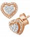 Diamond Heart Cluster Stud Earrings (1/6 ct. t. w. ) in Rose Gold-Plated Sterling Silver