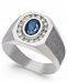 Men's Sapphire (1 ct. t. w. ) & Diamond (3/8 ct. t. w. ) Textured Ring in 14k White Gold