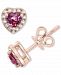 Effy Pink Sapphire (5/8 ct. t. w. ) & Diamond (1/8 ct. t. w. ) Heart Stud Earrings in 14k Rose Gold