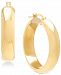 Italian Gold D-Shape Hoop Earrings in 14k Gold