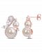 Freshwater Cultured Pearl, White Topaz (1 1/8 ct. t. w. ) and Diamond (1/3 ct. t. w. ) Swan Earrings in 10k Rose Gold