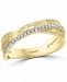 Effy Diamond Hammered Crossover Ring (1/6 ct. t. w. ) in 14k Gold