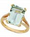 Green Amethyst (7-1/5 ct. t. w. ) & Diamond (1/8 ct. t. w. ) Statement Ring in 10k Gold