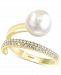 Effy Cultured Freshwater Pearl (10mm) & Diamond (1/5 ct. t. w. ) Wrap Ring in 14k Gold