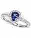 Sapphire (3/4 ct. t. w. ) & Diamond (1/3 ct. t. w. ) Halo Ring in 14k White Gold