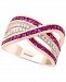 Effy Certified Ruby (1-1/3 ct. t. w. ) & Diamond (1/4 ct. t. w. ) Crossover Statement Ring in 14k Rose Gold
