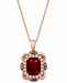 Le Vian Raspberry Rhodolite (3-1/6 ct. t. w. ) & Diamond (5/8 ct. t. w. ) 18" Pendant Necklace in 14k Rose Gold