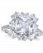 Cubic Zirconia Princess Cluster Statement Ring in Sterling Silver