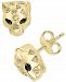 Effy Diamond (1/10 ct. t. w. ) & Black Sapphire Accent Panther Stud Earrings in 14k Gold-Plated Sterling Silver