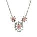 2028 Silver-Tone Crystal and Pink Porcelain Rose Necklace 16" Adjustable
