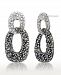 Marcasite and Crystal Pave Double Oval Post Earrings in Sterling Silver