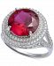 Cubic Zirconia Halo Statement Ring in Sterling Silver or 18k Gold over Silver