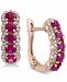 Effy Ruby (1-1/4 ct. t. w. ) & Diamond (1/4 ct. t. w. ) Hoop Earrings in 14k Rose Gold