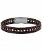 Esquire Men's Jewelry Hematite (4mm) Black Leather Braided Bracelet in Matte Stainless Steel (Also in Red Tiger's Eye), Created for Macy's