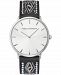 Rebecca Minkoff Women's Major Black Embroidered Leather Strap Watch 40mm