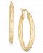 Quilted-Pattern Tubular Oval Hoop Earrings in 14k Gold