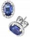 Sapphire (1 ct. t. w. ) & Diamond (1/10 ct. t. w. ) Stud Earrings in 14k White Gold