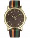 Men's Striped Faux-Leather Strap Watch 42mm, Created for Macy's