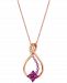 Le Vian Strawberry Layer Cake Multi-Gemstone Ombre Swirl Flower 18" Pendant Necklace (3/4 ct. t. w. ) in 14k Rose Gold