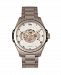 Reign Henley Automatic White Dial, Semi-Skeleton Silver Stainless Steel Watch 44mm